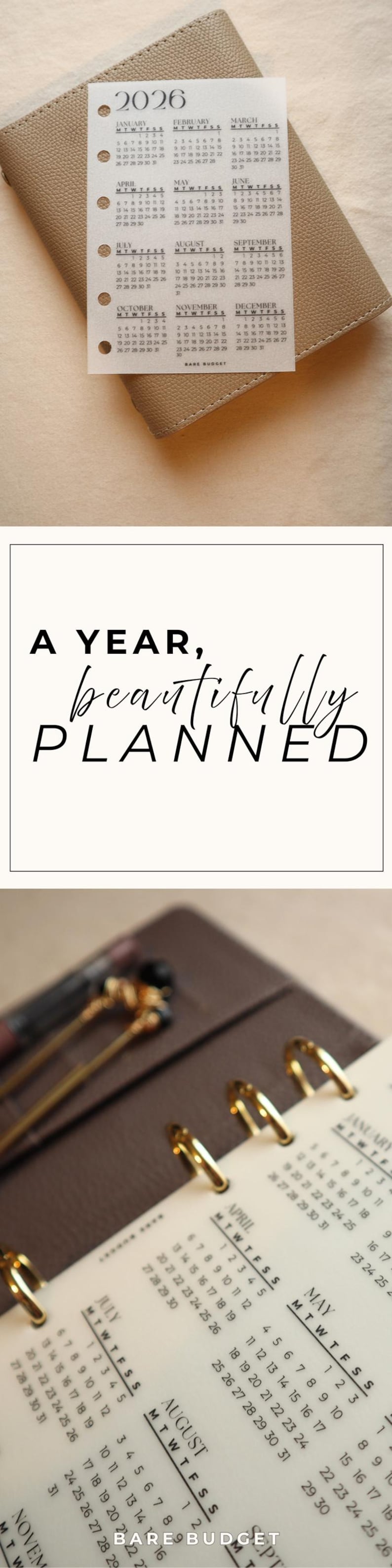 2026 Year at a Glance Dashboard Laminated Matte Vellum Pocket A7 Personal Personal slim A5 Binder Insert image 16