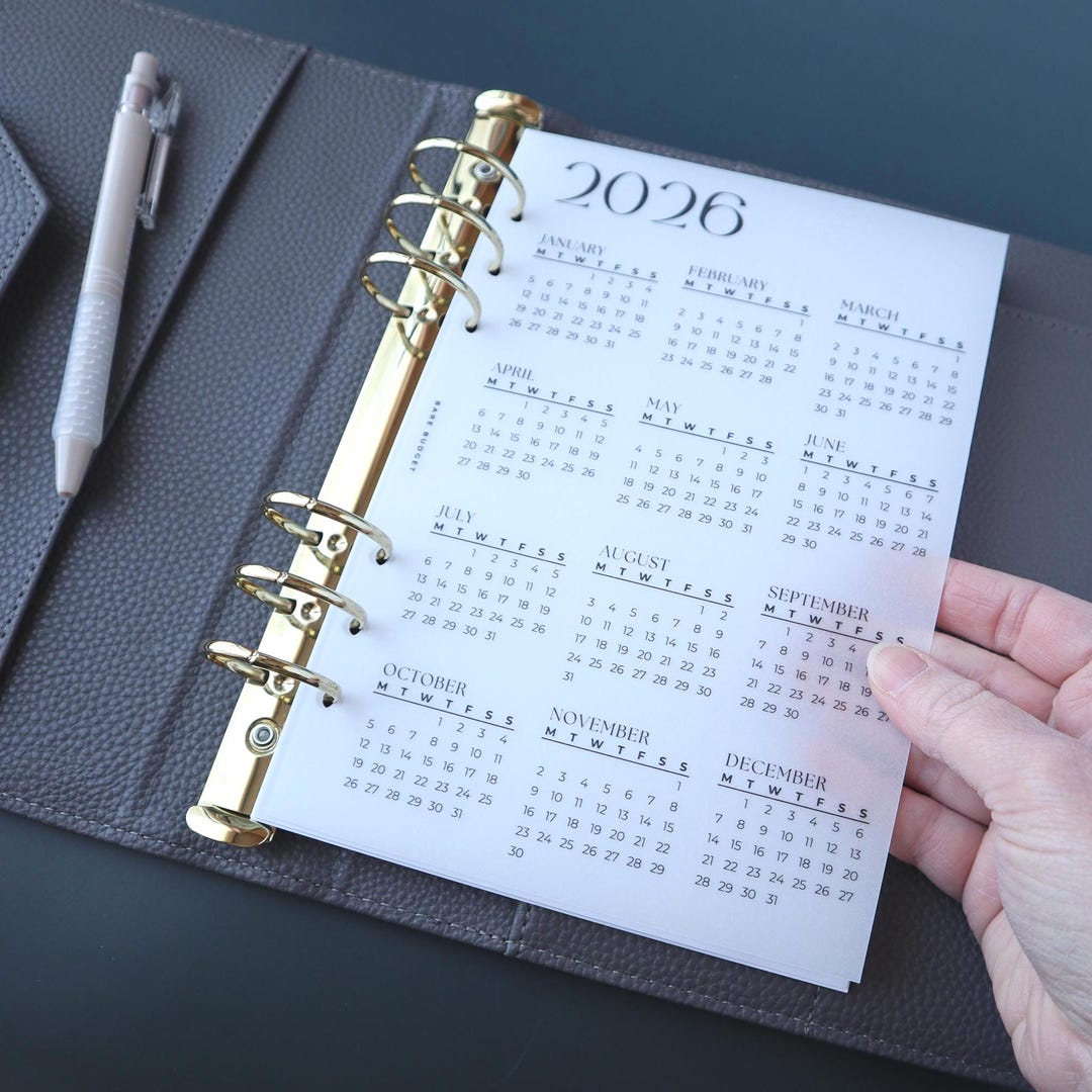 2026 Year at A Glance A5 Planner Insert Yearly Overview Calendar A5 ...