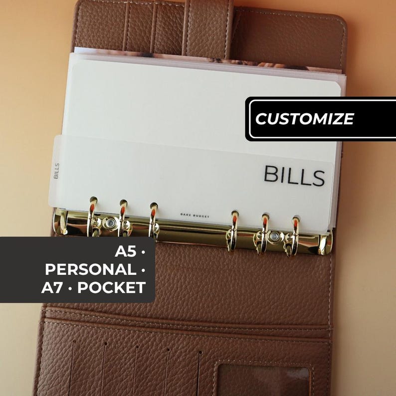 Custom Personal Vellum Binder Bookmarks Matte Laminated Personalized Label Divider A5 A7 Pocket Cash Envelope Planner Tabs Minimalist image 1