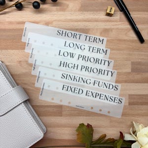 Personal Budget Binder Dividers Laminated Vellum Bookmark Tabs
