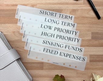 Personal Budget Binder Dividers Laminated Vellum Bookmark Tabs