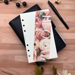 A6 (Personal) Floral Vellum Bookmark & Linen Dashboard Set - Binder Inserts