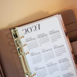 2027 Year at a Glance Dashboard Laminated Matte Vellum Pocket A7 Personal A5 Binder Insert