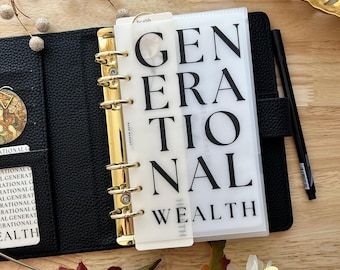 Generational Wealth Dashboard Matte Vellum Binder Insert A5 Personal A7 Cash Stuffing Budget Planner Dashboard
