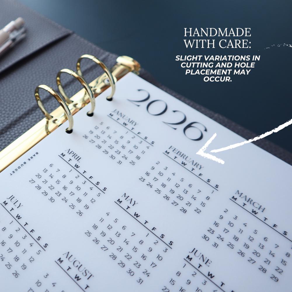 2026 Year at A Glance A5 Planner Insert Yearly Overview Calendar A5 ...