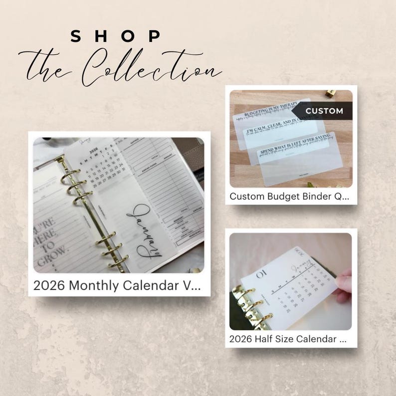 2026 Year at a Glance Dashboard Laminated Matte Vellum Pocket A7 Personal Personal slim A5 Binder Insert image 11