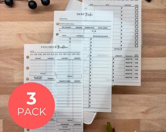Budget Tracker Dashboard Bills Subscriptions Paycheck Breakdown Debt Payment 3-Pack Personal Size