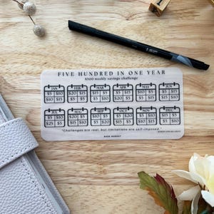 Personal Weekly Savings Challenge: 500 1K 2K Budget Laminated Tracker image 3
