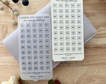 Under Ten Dollars Savings Challenge Low Denomination Tracker Laminated Vellum Cream Cardstock Personal Size