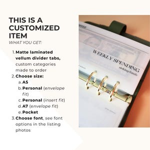 Custom Personal Vellum Binder Bookmarks Matte Laminated Personalized Label Divider A5 A7 Pocket Cash Envelope Planner Tabs Minimalist image 3
