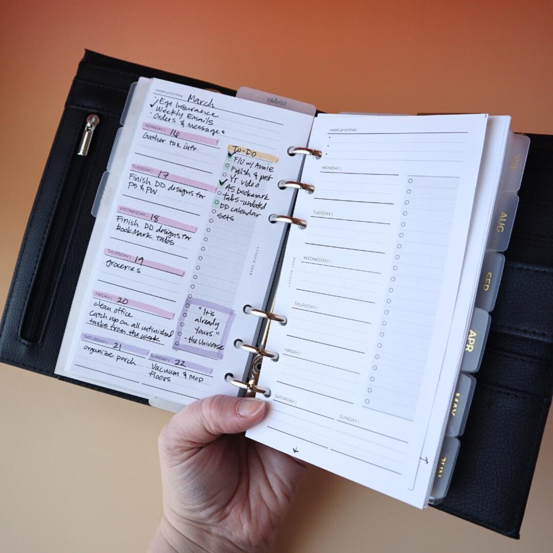 Weekly Planner Printable Undated Double Sided Weekly Insert No Notes ...