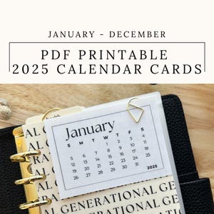 Tarjetas de calendario 2025 para imprimir / Carpetas A5/A6/A7 para presupuestos o planificación de efectivo / Descarga digital en formato PDF