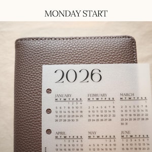 2026 Year at a Glance Dashboard Laminated Matte Vellum Pocket A7 Personal Personal slim A5 Binder Insert image 4