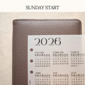 2026 Year at a Glance Dashboard Laminated Matte Vellum Pocket A7 Personal Personal slim A5 Binder Insert image 3