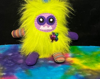 Monster Doll - Green Fuzzy Fur w/ Purple Accents