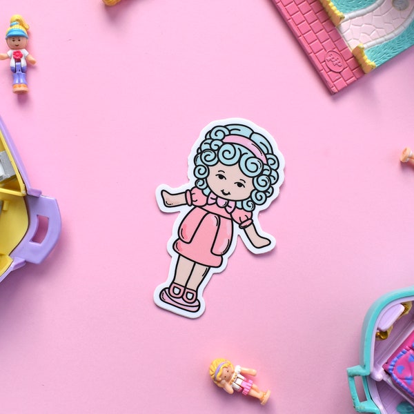 Pink/Teal Polly Pocket Doll - Vinyl Sticker