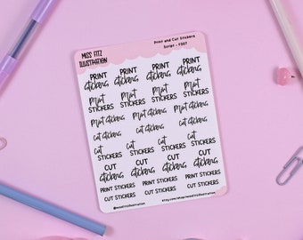 Drucken und Schneiden Script Aufkleber - Planer Sticker Sheet Doodles - F007