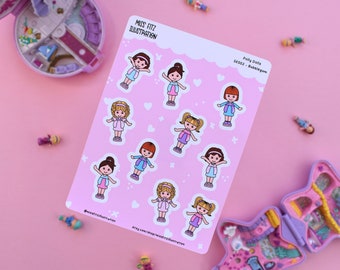 May include: A sheet of pink stickers featuring illustrations of cartoon girls with different hairstyles and outfits. The stickers are titled "Pony Dolls" and "Set 003 - Bubblegum".