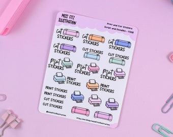 Print and Cut Stickers Script and Doodles - Planer Sticker Sheet Doodles - F008
