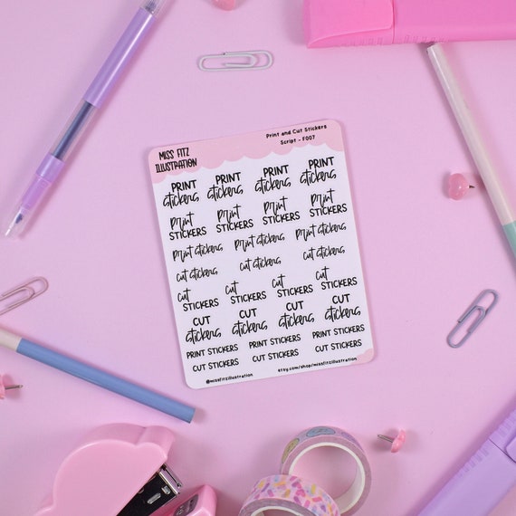 Print and Cut Script Stickers Planner Sticker Sheet Doodles - Etsy