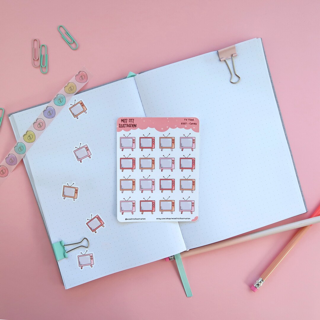 TV Time - Candy - Planner Sticker Sheet - E007 - Etsy
