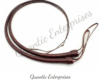 3.5 Ft Signal Tail Whip | 12 or 16 Plait Cowhide Leather | Handcrafted Weighted-Core Whip
