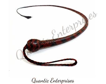 3.5 Ft Signal Tail Whip | 12 or 16 Plait Cowhide Leather | Handcrafted Weighted-Core Whip