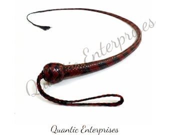 4Ft, Signal Tail Whip | 12 or 16 Plait Cowhide Leather | Handcrafted Weighted-Core Whip
