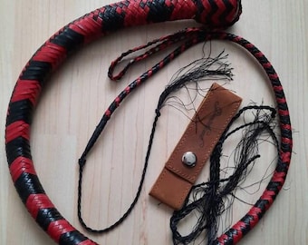 4Ft Signal Tail Whip | 12 or 16 Plait Cowhide Leather | Handcrafted Weighted-Core Whip