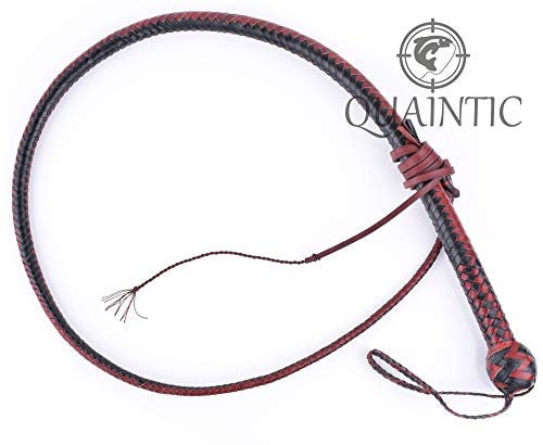Handcrafted 4-Foot Genuine Leather Bullwhip – 8 Plaited Snake Whip By Hirose Traders (Black)