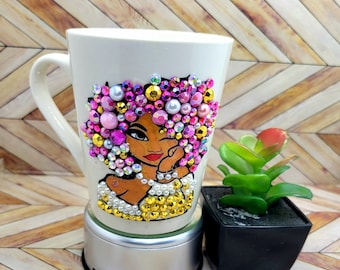 Afro woman bling mugs