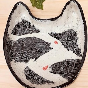 Cat bowl Custom designer Handmade Ceramic Pet Bowl Pottery art large cat bowl