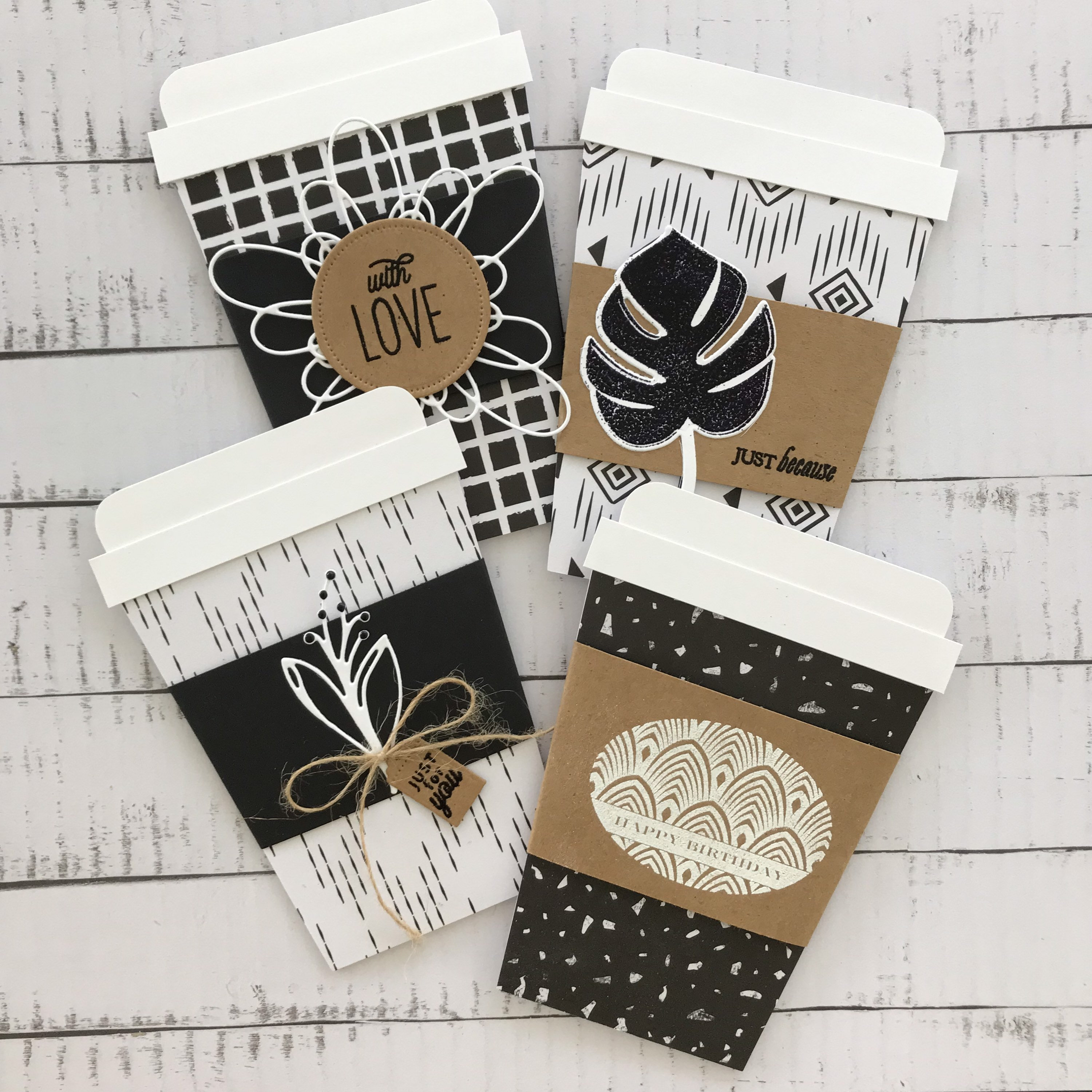 Coffee Cup Gift Card Holder Black & White Etsy
