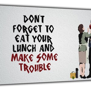 Banksy mangia il tuo pranzo e crea problemi di ristampa di immagini / foto su tela incorniciata Per la casa Opera d'arte