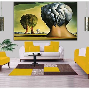 Three Sphinxes Of Bikini 1947 By Salvador Dali Re Print On Framed Canvas Art