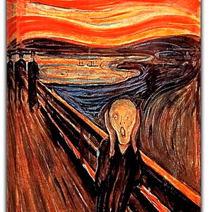 Edward Munch The Scream orange/marron Re impression sur toile encadrée Wall Art