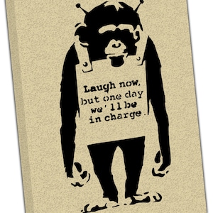 Monkey Laugh Now Banksy Street Picture Photo Print On Framed Canvas Wall Art Home Decoration