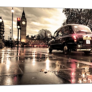 London  Big Ben Black Cab street view Picture  Print Framed Canvas Wall Art