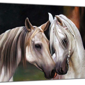 Horses Love Drawn With Charcoal Soft Pastel Print On Framed Canvas Wall Art
