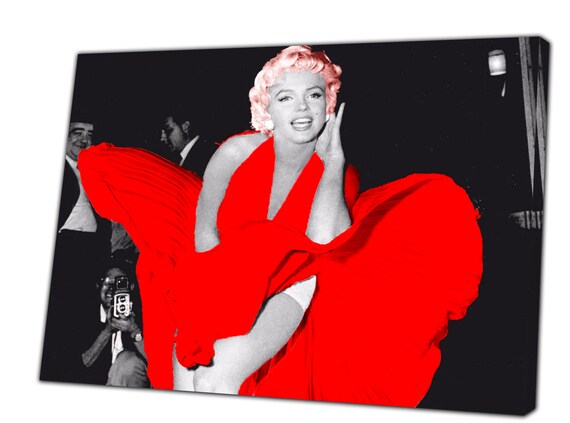 Marilyn Monroe Red Dress Hollywood Picture Print Framed Canvas Wall Art -  Etsy