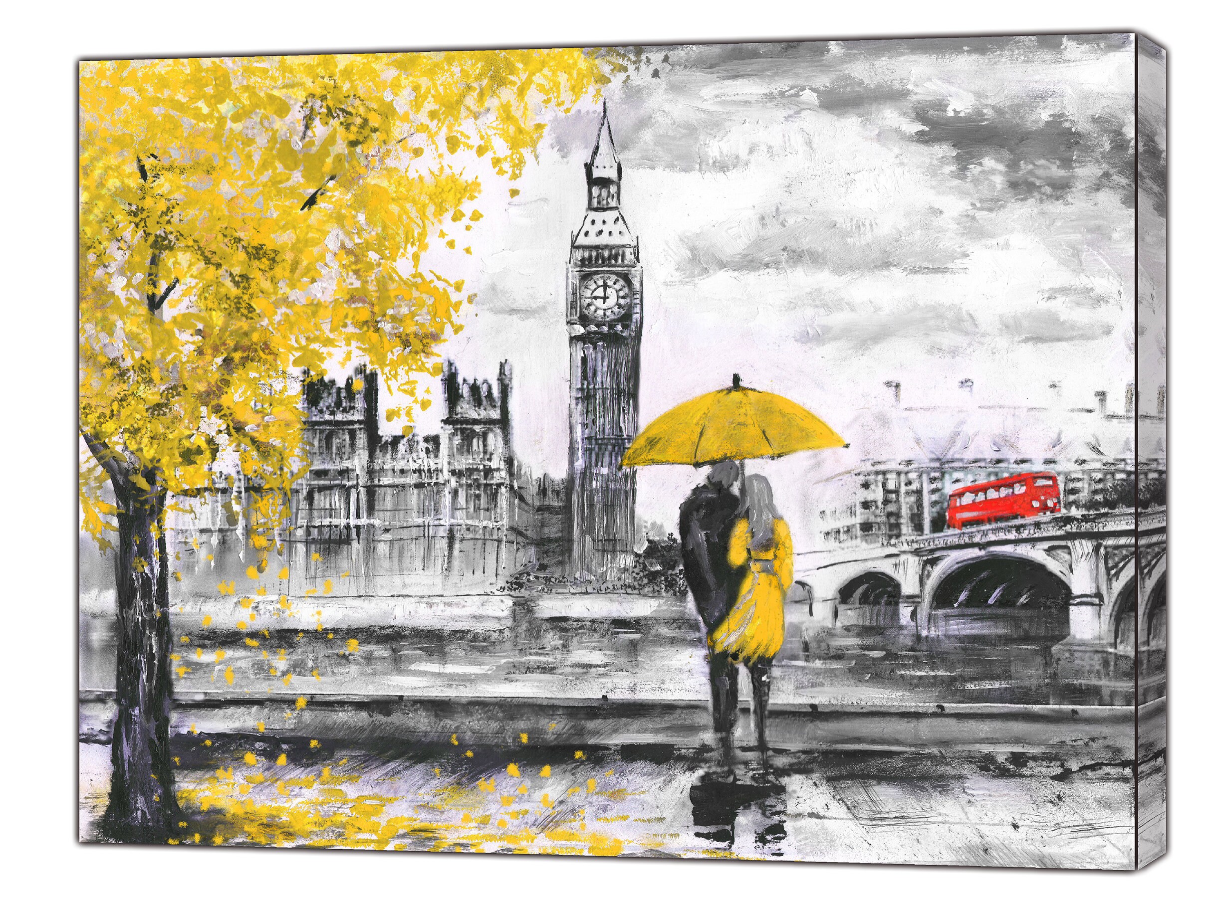 London Big Ben Couple,Umbrella Reproduction Print On Framed Canvas Wall Art London Big Ben Couple,Umbrella Reproduction Print On Framed Canvas Wall Art