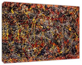 Jackson Pollock No 5 Abstract Oil Paint Re Print on Framed Canvas