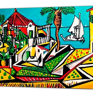 Pablo Picasso Mediterranean Abstract Reproduction Print OnFramed Canvas Wall Art