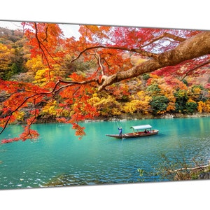 Kleurrijke bomen Geweldig uitzicht Fotodruk op ingelijst canvas Kwaliteitsmuurkunst