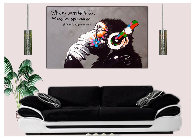 Banksy DJ Gorilla Monkey Wall Art Print On Paper Framed Picture - Foto 6