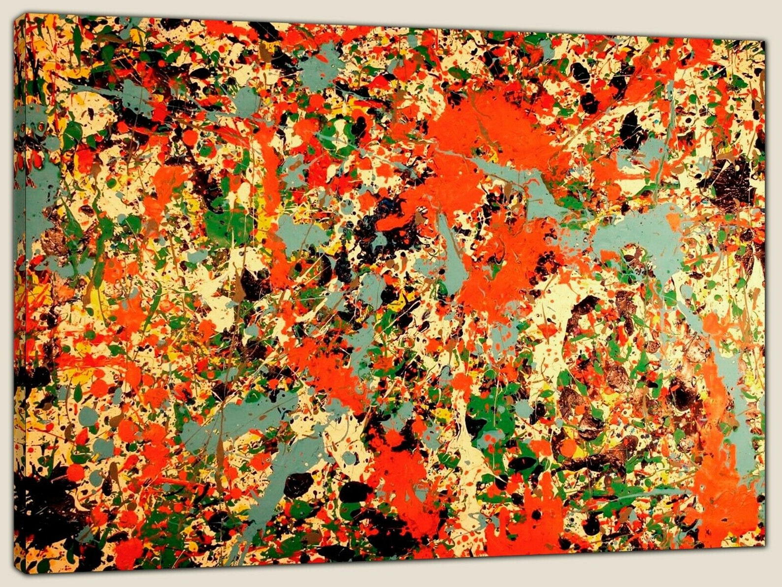 Jackson Pollock Abstract Yellow Red Paint Re Print Framed Etsy UK