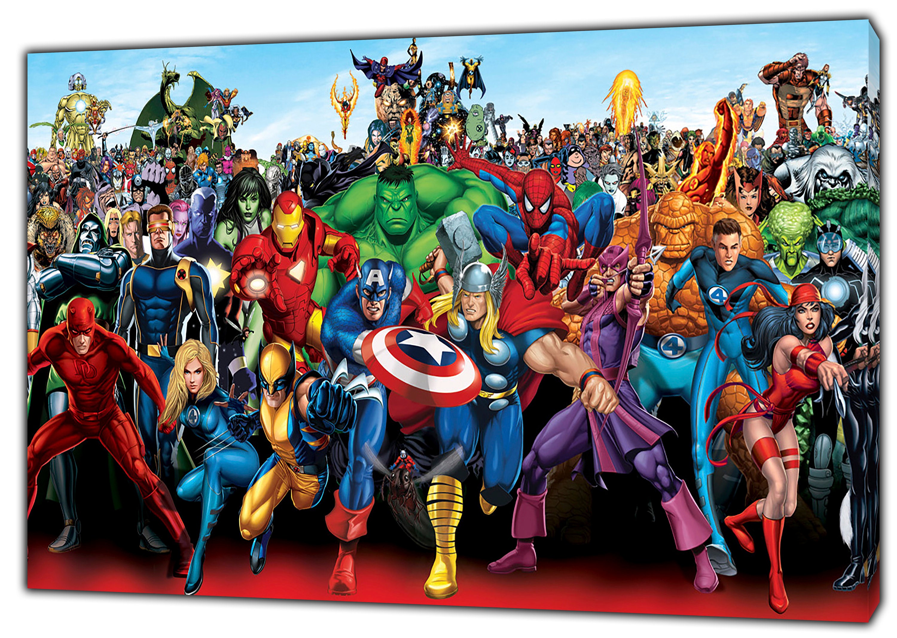 Marvel Superheroes Characters Photo/picture Print on Framed Canvas Wall Art  