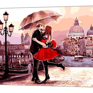 Romantic Couple Love In Venice  Picture  Print Framed Canvas Wall Art