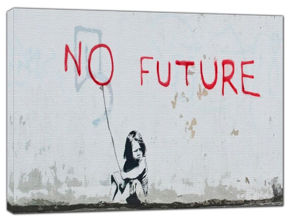 Banksy No Future Painting picture Re print On Framed Canvas Wall Artwork Decor 