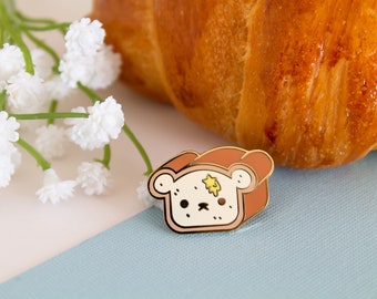Pin de esmalte duro con forma de oso de pan